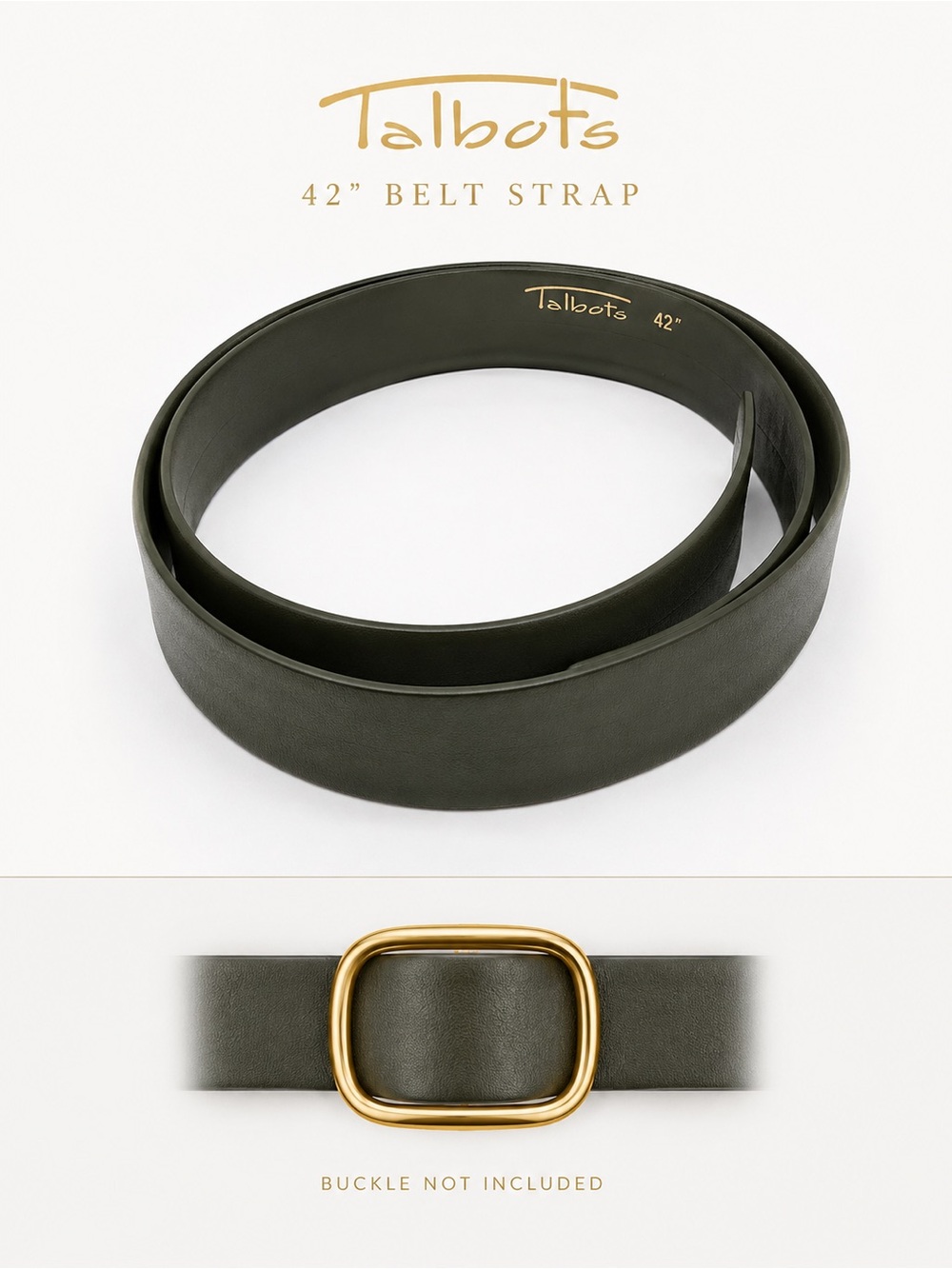Talbots Interchangeable Faux Leather Belt Strap Olive Green 42”